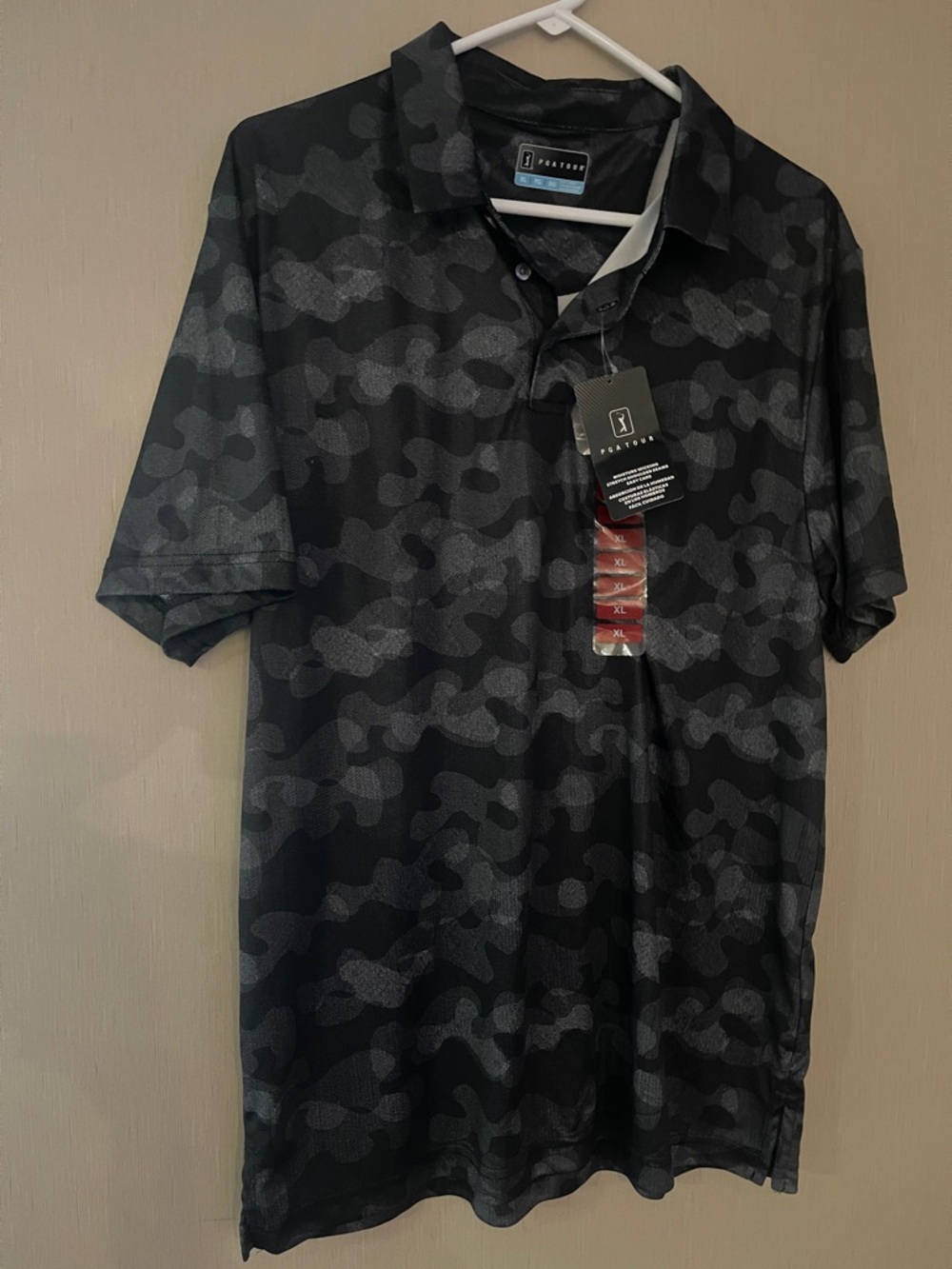 PGA tour NWT xl Men’s Black Camo Polo athletic performance polo Shirt